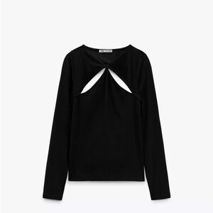 Zara Black Long Sleeve Top CUT OUT